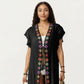 Embroidered Open Front Swim Cover Up Kimono Midi Beach Cardigan with Tassel Tie Detail