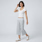 Polka Dot Contrast Waistband Cropped Wide-Leg Trousers