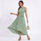 High Low Midi Dress Sleeveless Tie Waist Flowing A Line Dress