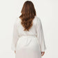 Plus Size 2-Piece Satin Nightgown Set with Long Sleeve Open Front Robe Sleeveless Slip Dress Sleepwear