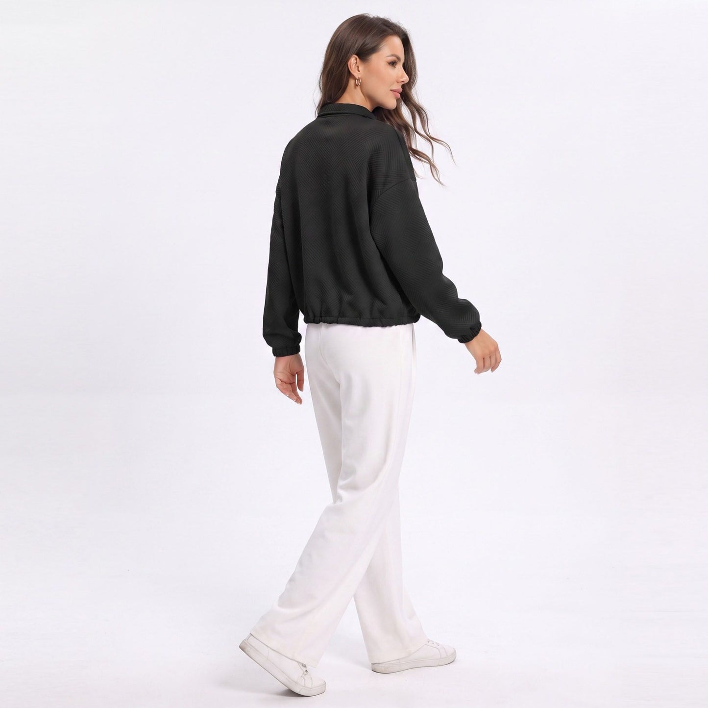 Quilted Full Zip Jacket with Collared Neckline