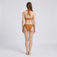 2-Piece Halter Bikini Swimsuit with Ruched Triangle Top Side Tie Bottoms and Smooth Stretch Fit