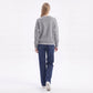 Contrast Stitch Crewneck Long Sleeve Knit Sweater