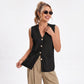 Button Front Sweater Vest V Neck Sleeveless Knit Pocket Top