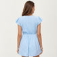 Eyelet Babydoll Top with V-Neckline Button Front and Flutter Sleeves