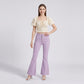 High Rise Flare Pants Button Front Stretch Wide Leg Hem Pants