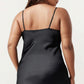 Plus Size Satin Wrap Nightgown with Lace Trim Adjustable Spaghetti Straps Side Tie Midi Length Sleepwear Dress