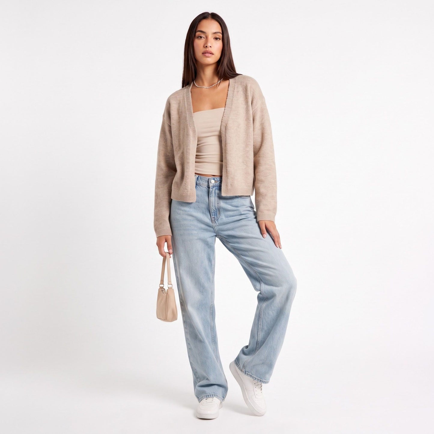 Open Front Soft Knit Cardigan Sweater