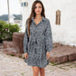 Long Sleeve Polka Dot Dress with Button Front Gathered Waist