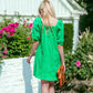 Short Puffed Sleeve Tunic with Square Neck