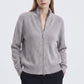 Mock Neck Zip-Front Knit Cardigan Sweater