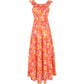 Smocked Chest Floral Print Maxi Dress with Ruffle Hem