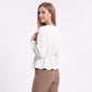 V Neck Long Sleeve Peplum Blouse Elastic Waist Casual Dressy Top