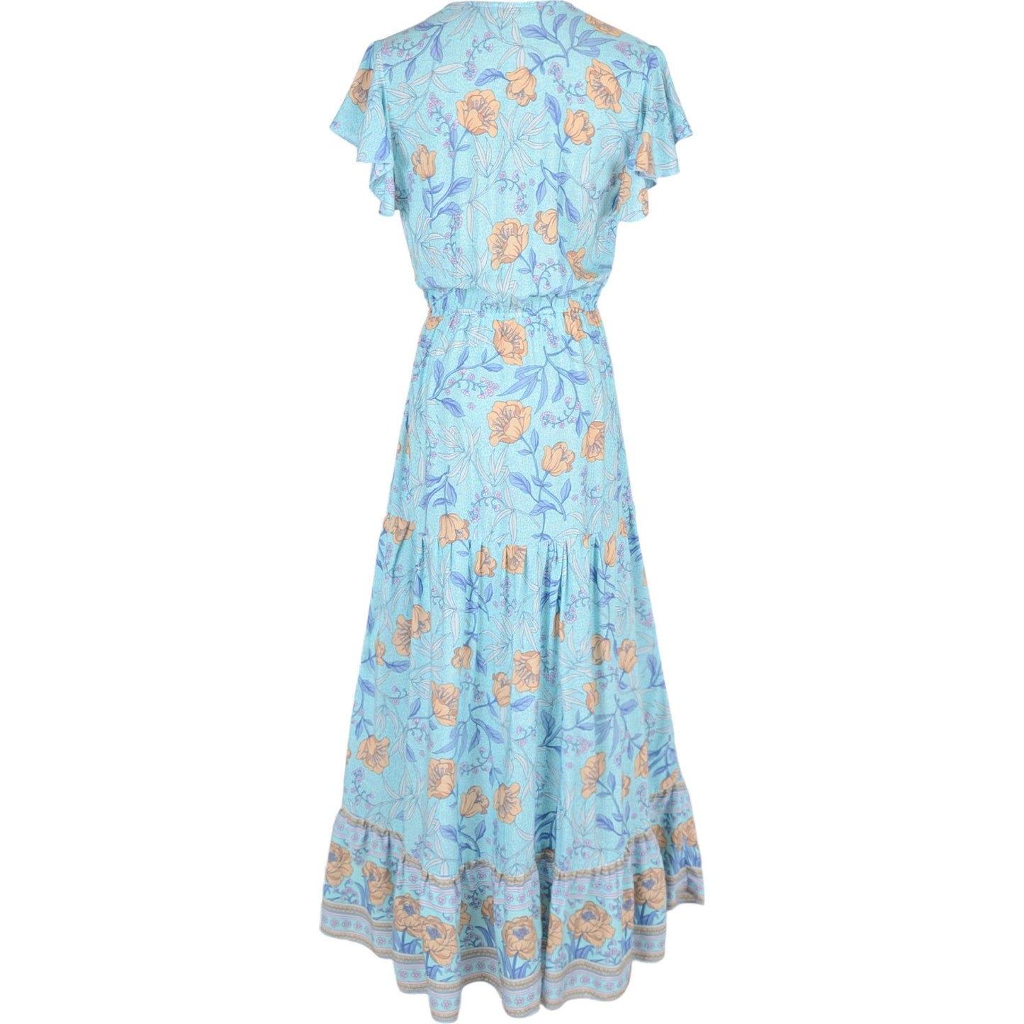 Bohemian Paisley Midi Dress with Butterfly Sleeves