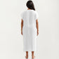 Maxi Swim Cover Up Dress with Crochet Trim V Neck Short Sleeves Relaxed Lightweight Fit