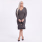 Plus Size V Neck Ribbed Waist Sweater Dress