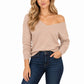 V Neck Relaxed Loose Long Sleeve Casual Knit Pullover Sweater