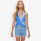 Halter Neck Knit Tank Top with Side Tie