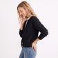 Soft Textured Button-Front Crew Neck Cardigan