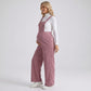 Maternity Corduroy Overall Jumpsuit with Adjustable Straps and Wide Leg Fit