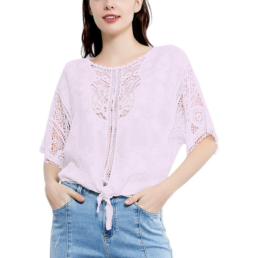 Tie Front Crochet Lace Top