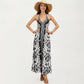 Halter Neck Maxi Dress with Open Back Tie Design Flowy Printed Long Dress