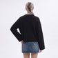 Oversized Crewneck Knit Sweater with Flared Sleeves