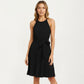 Sleeveless Halter Midi Dress with Pleated Skirt and Waist Tie