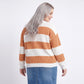 Plus Size Striped Crewneck Relaxed Fit Sweater