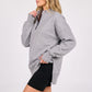 Quarter Zip Mock Neck Long Sleeve Tunic Sweatshirt with Side Slits