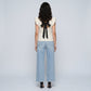 Textured Flutter Sleeve Crewneck Top with Open Back Black Bow Tie