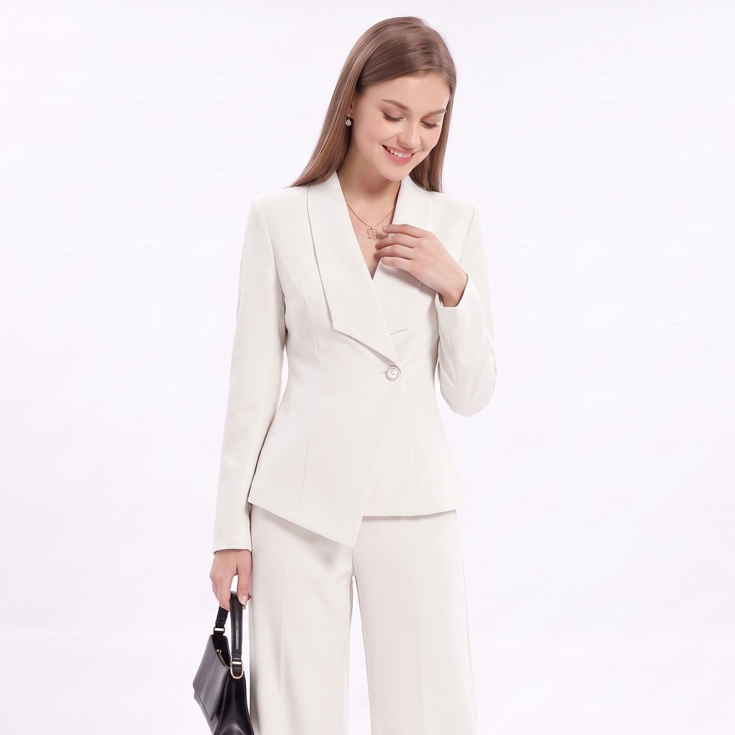 Shawl Collar Blazer and Straight Leg Pants Two Piece Suit Set