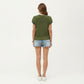 Short Sleeve Knit Cardigan Top with V-Neck Tie Front and Contrast Trim
