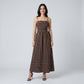 Striped Square Neck Sleeveless Maxi Dress with Fitted Bodice Adjustable Straps and Flowy Tiered A-Line Skirt