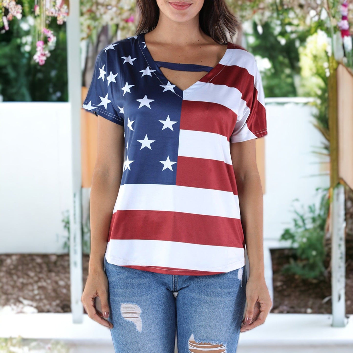 All American Girl V Neck Top