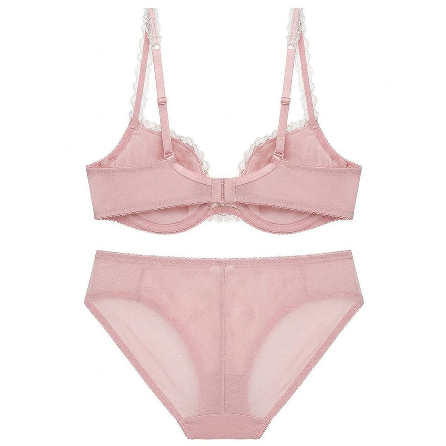Delicate Floral Embroidered Sheer Lace Underwire Bra and Panty Set