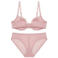 Delicate Floral Embroidered Sheer Lace Underwire Bra and Panty Set