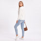 Argyle Cable Knit Mock Neck Sweater