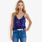 Sequined Spaghetti Strap V-Neck Camisole Top Party Night Out