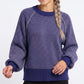 Patterned Crewneck Knit Sweater with Chain Accent