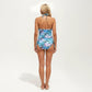 Maternity Floral Print One-Piece Swimsuit with Halter Neck and Side Tie Detail
