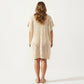 Open Front Knit Cardigan with Heart Pointelle Pattern Short Sleeves Relaxed Mid Length Fit