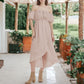 Casual Boho Lantern Sleeve Off Shoulder Fairy Midi Dress