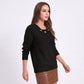 Long Sleeve V Neck Knit Pullover Sweater with Button Detail