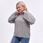 Plus Size Mock Neck Cable Knit Bell Sleeve Sweater