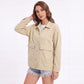 Oversized Denim Jacket Button Front Long Sleeve Jean Jacket With Patch Pockets