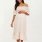 Maternity Floral Square Neck Midi Dress with Smocked Bodice and Flutter Sleeves
