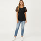 Short Sleeve Top with Leopard Print Mesh Sleeves Round Neck Relaxed Fit Casual Shirt