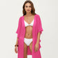 Open Front Swim Cover Up Kimono with Ruffle Sleeves Lightweight Beach Cardigan