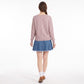 V-Neck Chevron Pointelle Knit Long Sleeve Sweater